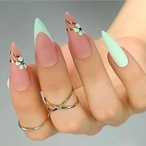Almond mint french flowers matte