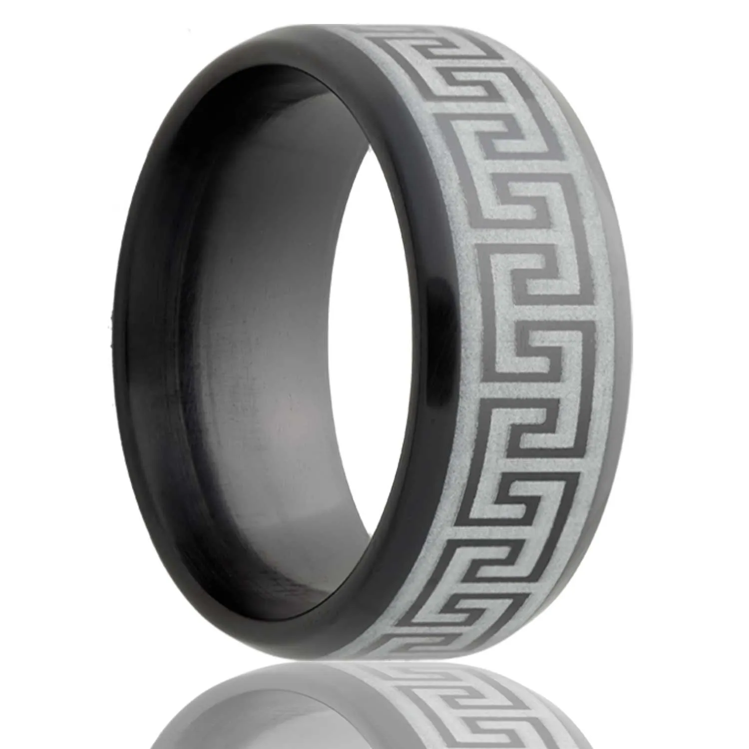 Angular Engraved Black Zirconium Ring