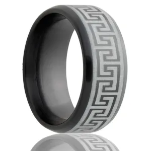 Angular Engraved Black Zirconium Ring