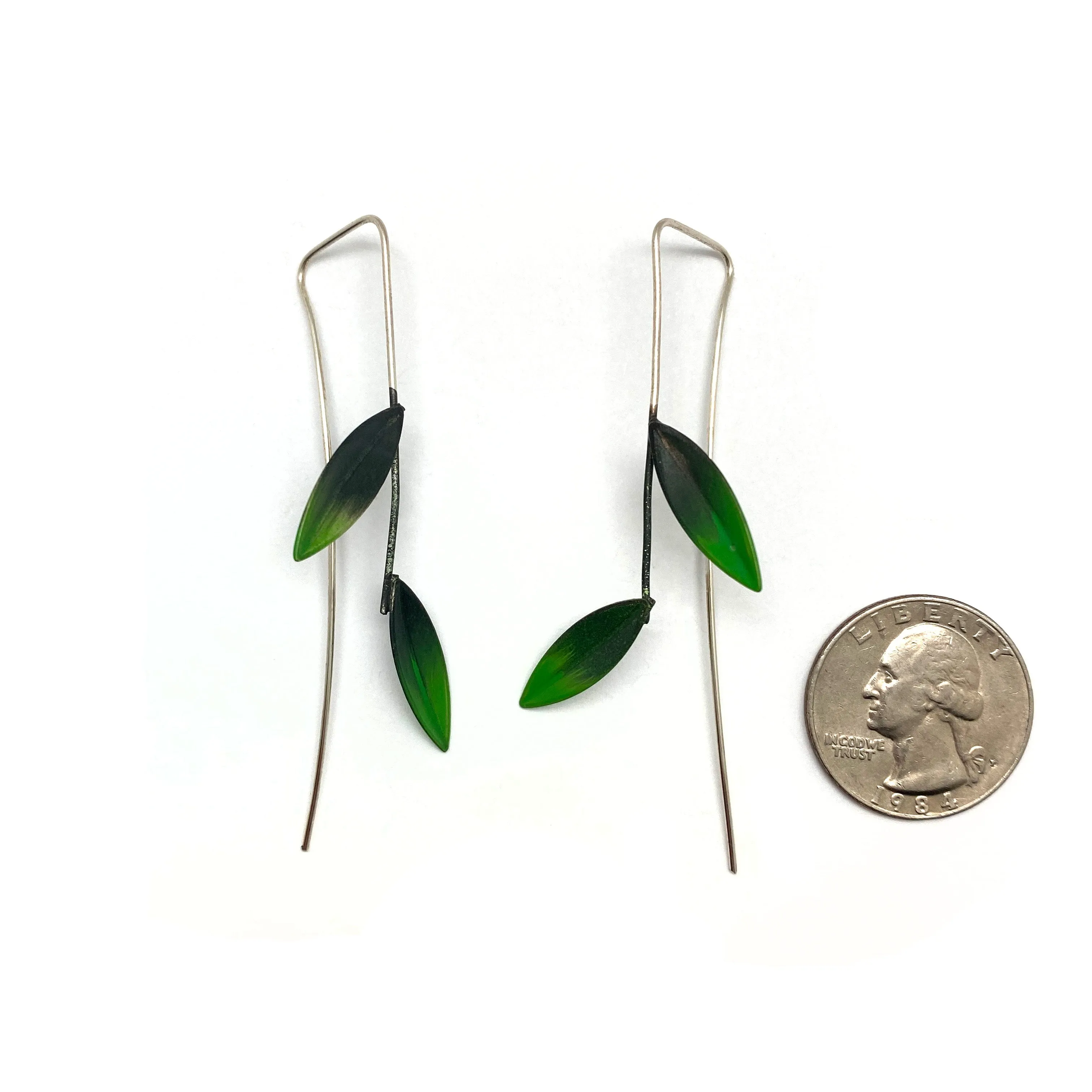 Angular Green Leaf Earrings