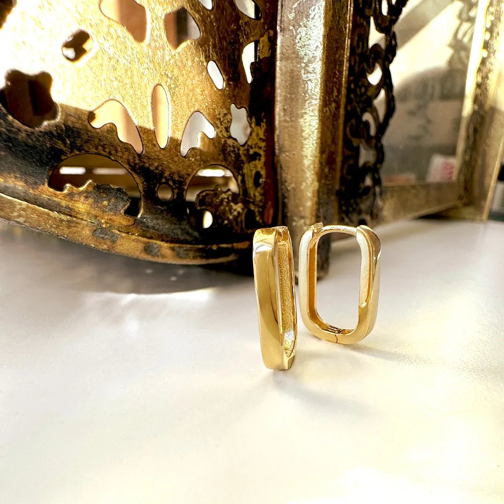 Angular Rectangle Yellow Gold Studs