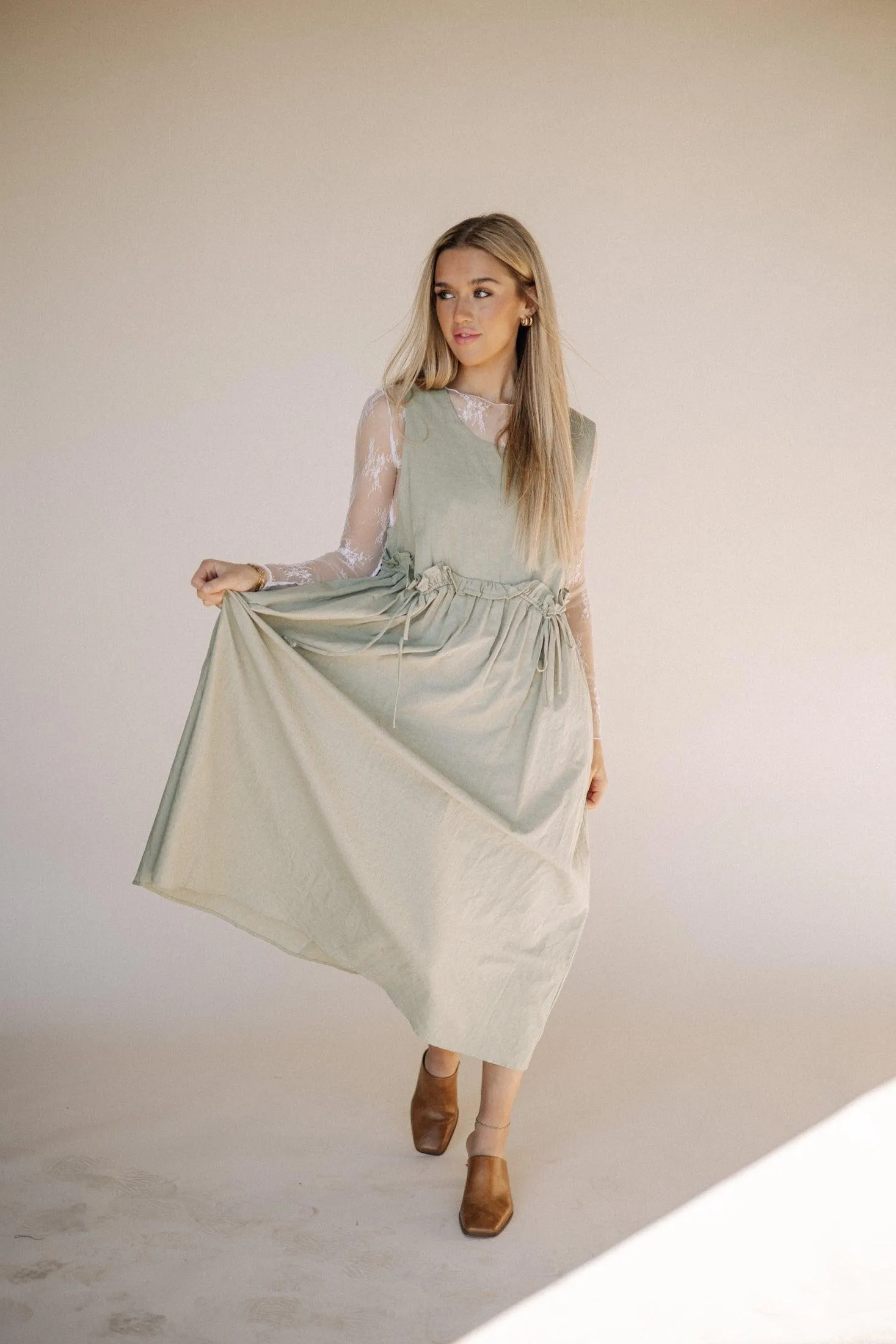 Arey Overall Dress in Olive