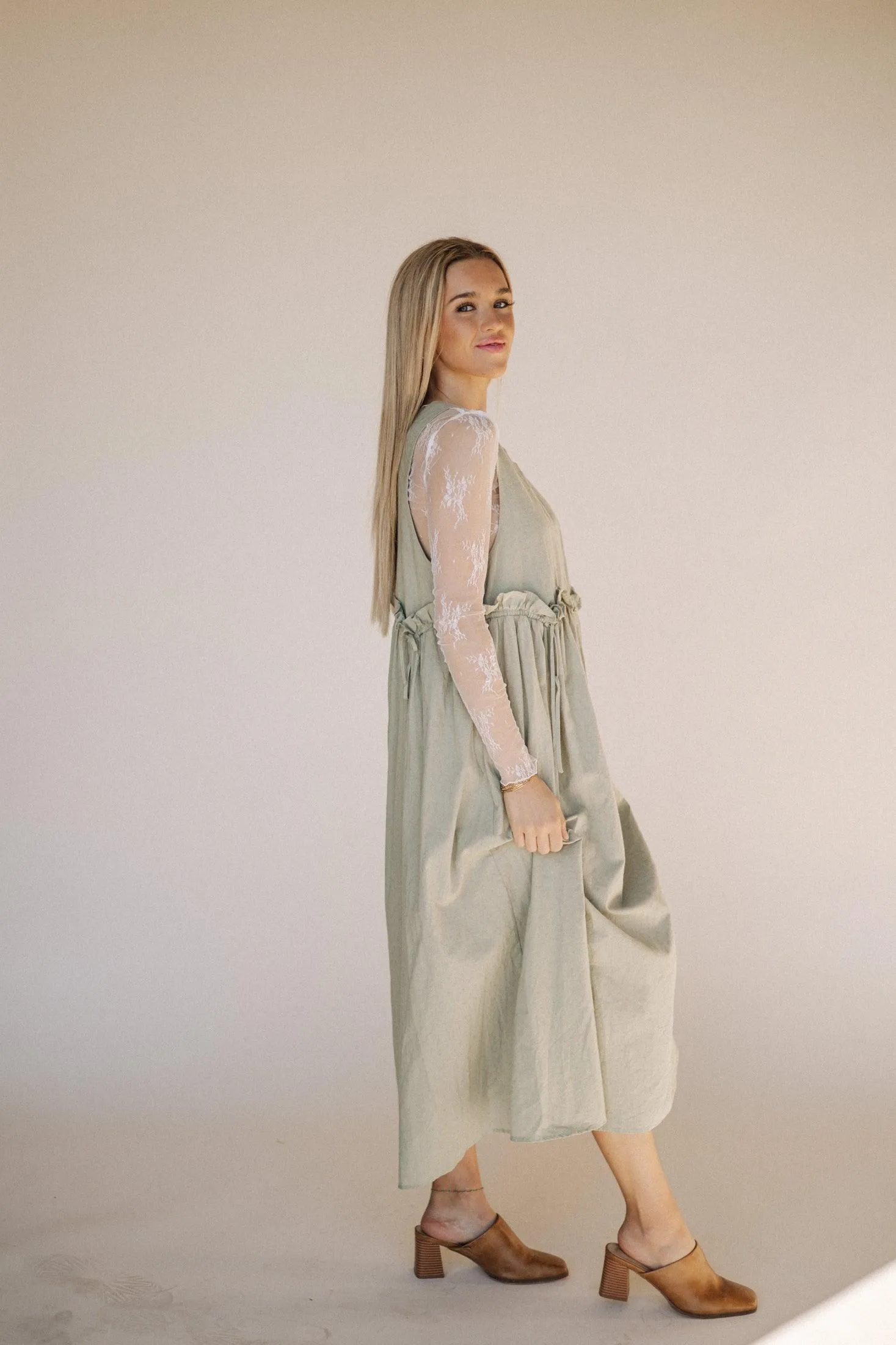 Arey Overall Dress in Olive