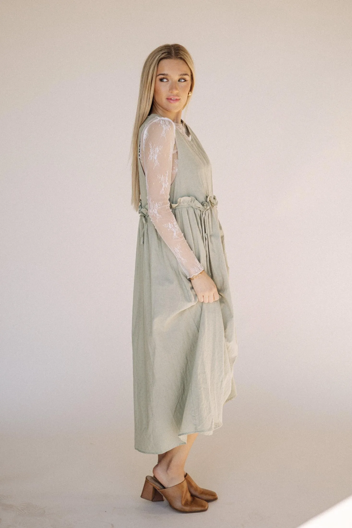 Arey Overall Dress in Olive