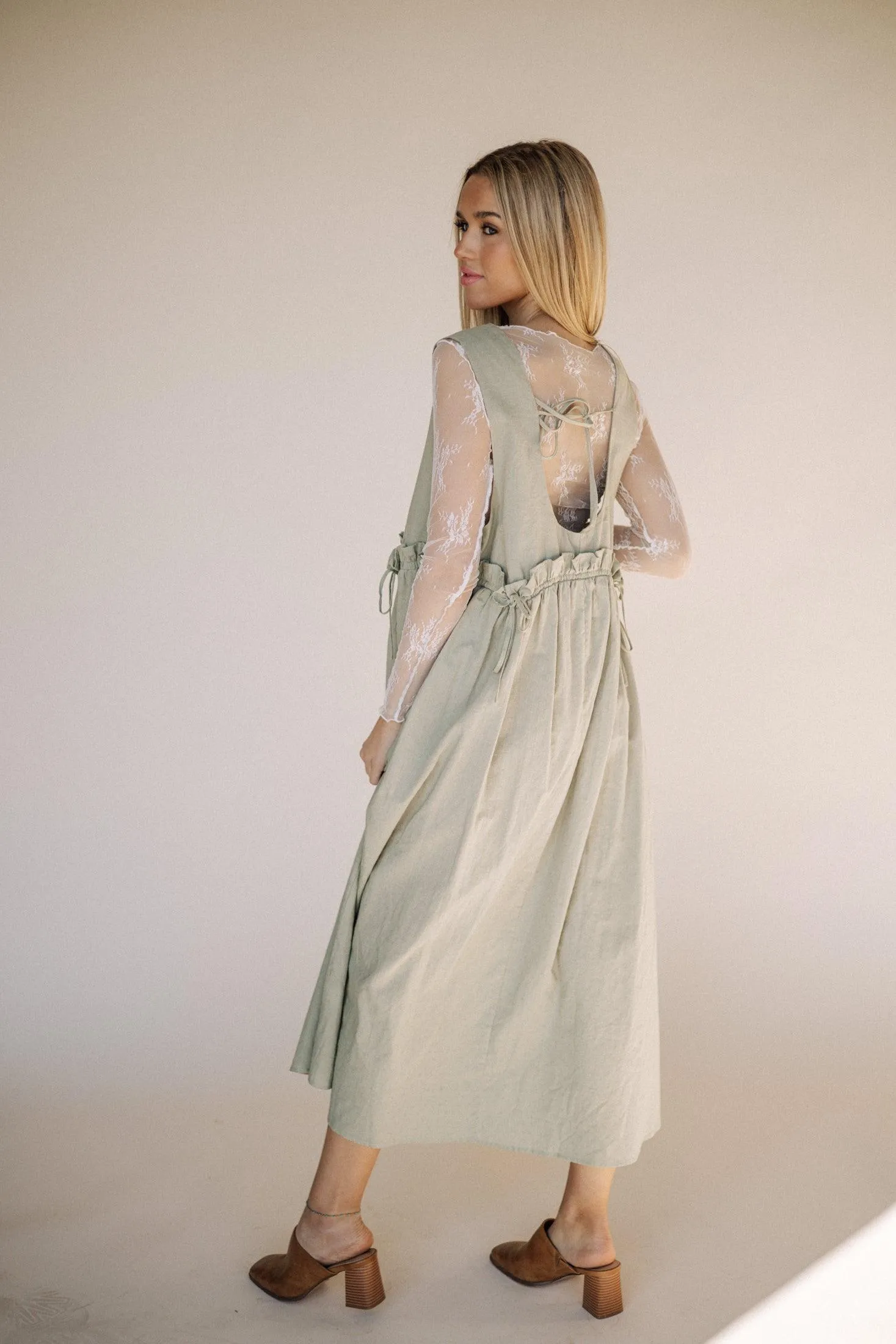 Arey Overall Dress in Olive