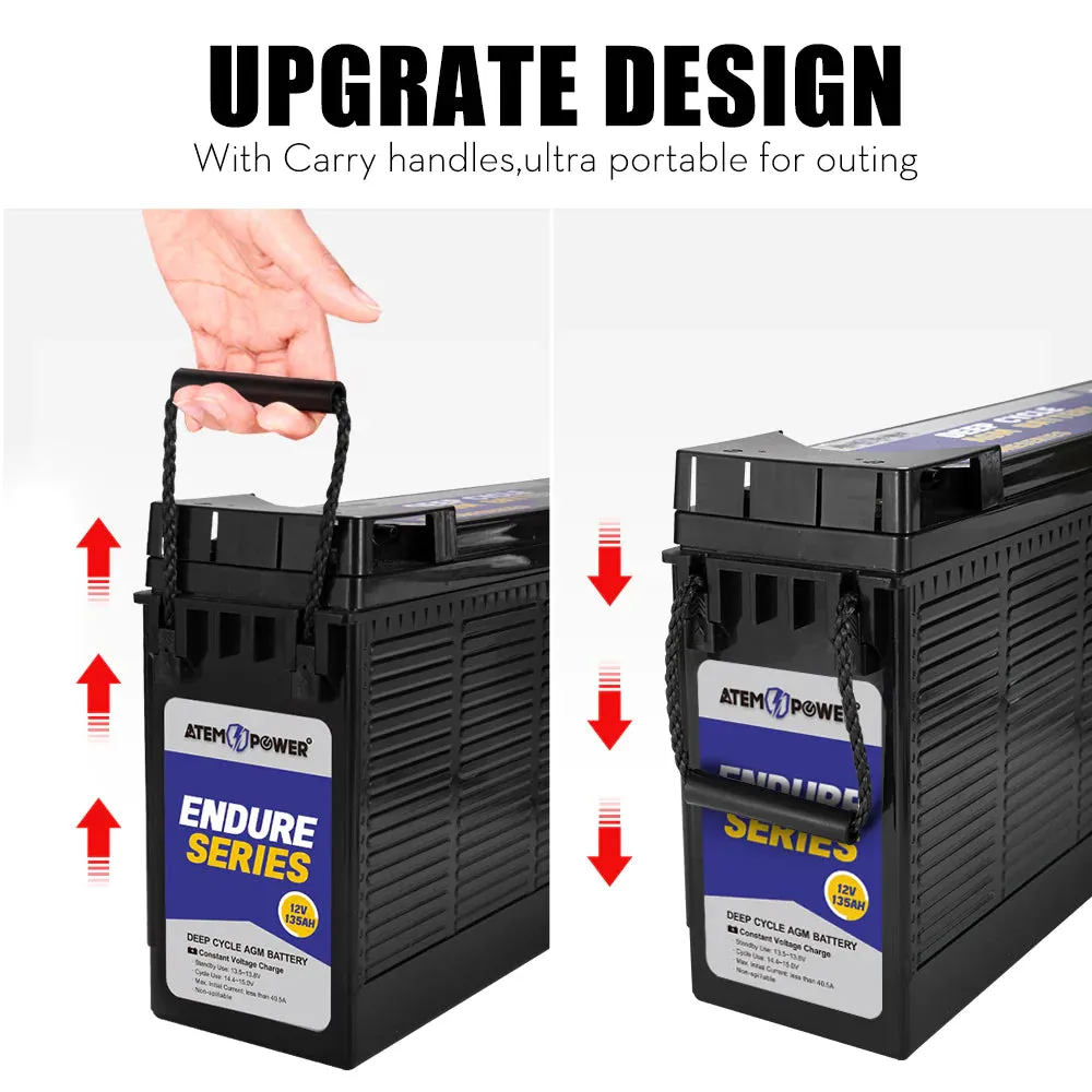 Atem Power 135Ah 12V AGM Battery Slim Deep Cycle Battery