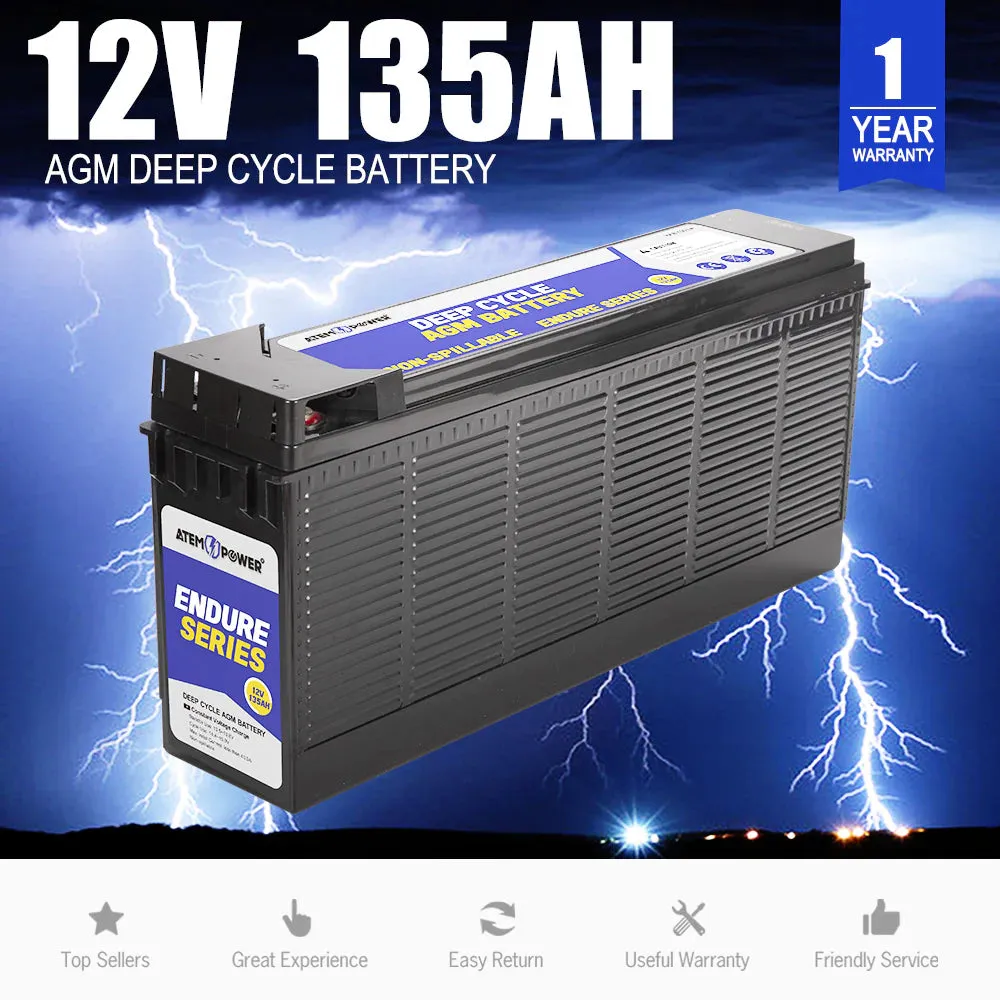 Atem Power 135Ah 12V AGM Battery Slim Deep Cycle Battery