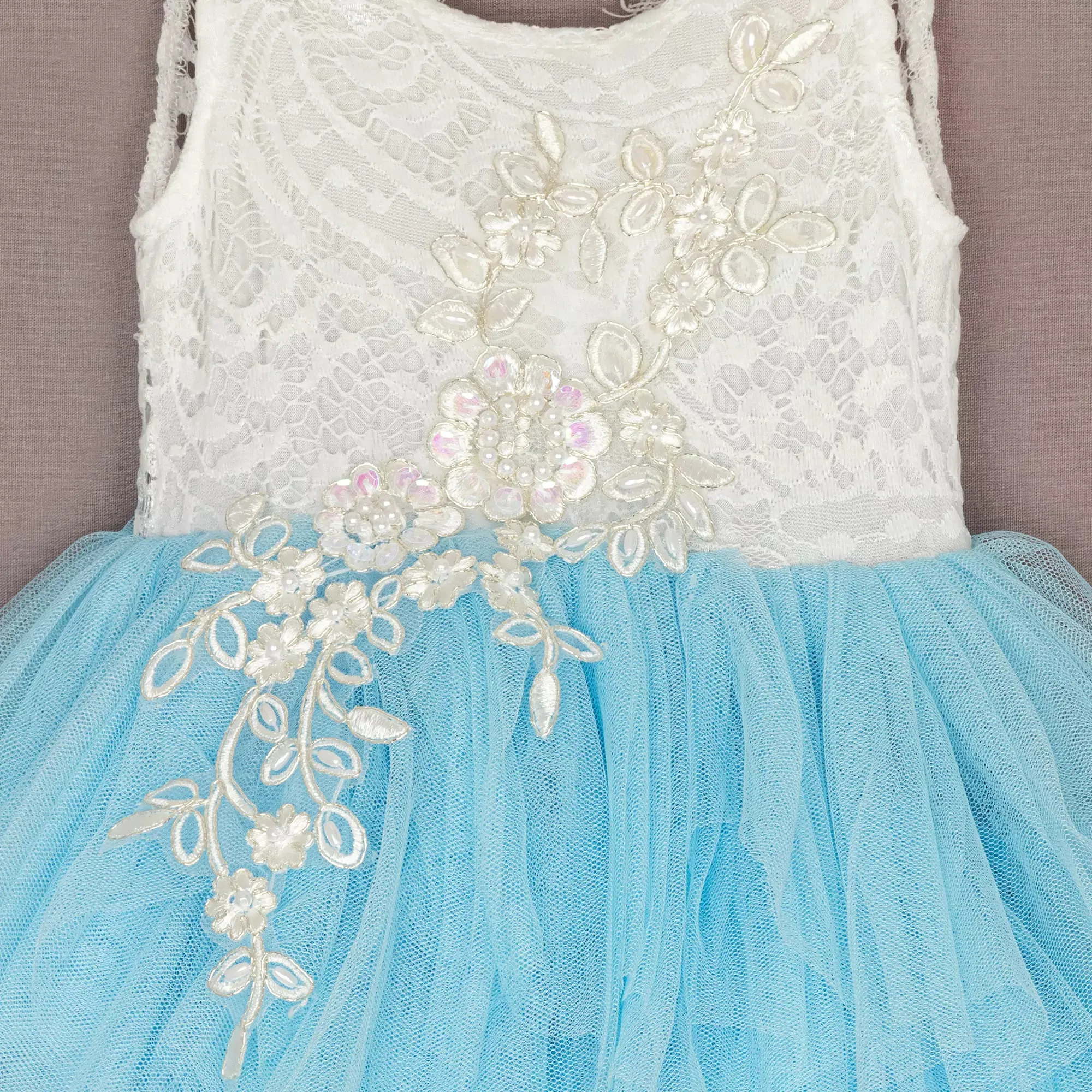 Baby Boho Dreams Dress - Sky Blue Applique