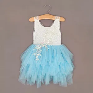 Baby Boho Dreams Dress - Sky Blue Applique