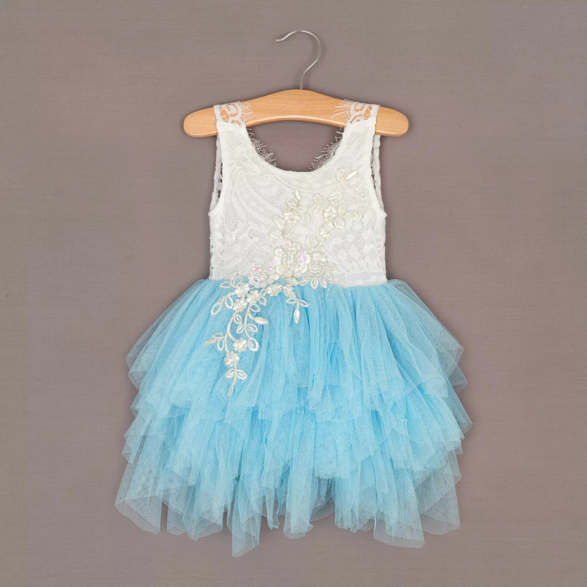 Baby Boho Dreams Dress - Sky Blue Applique