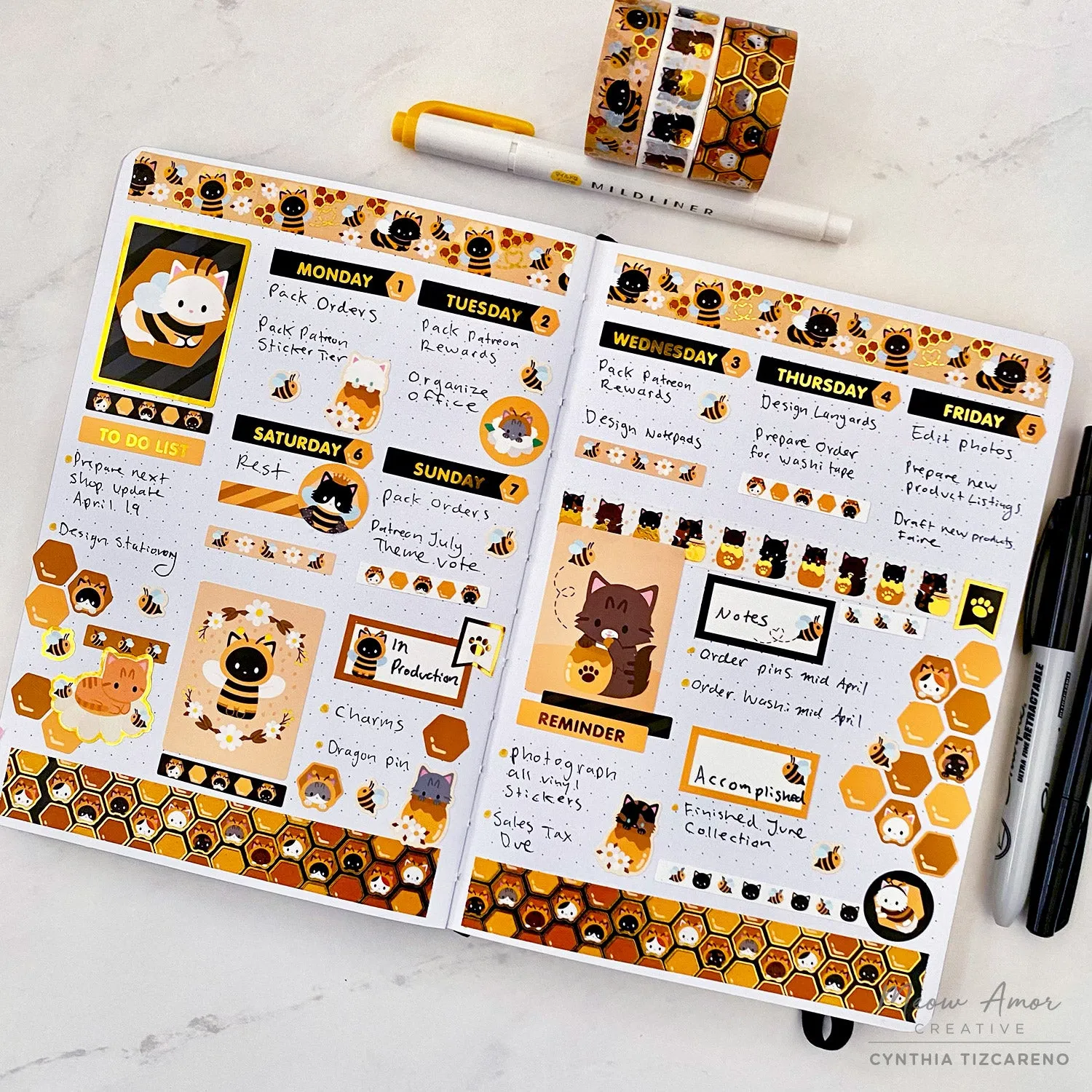 Bee Cats Planner Sticker Kit