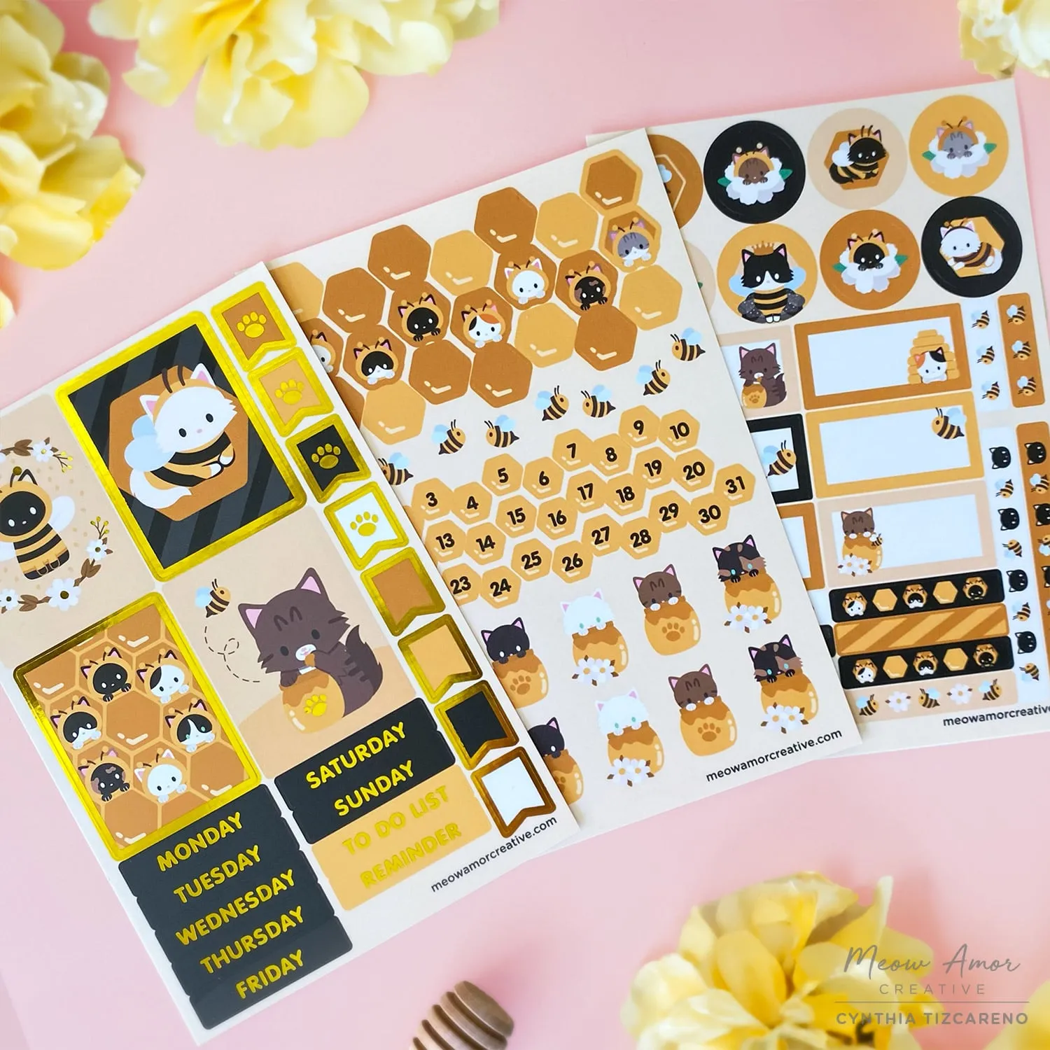 Bee Cats Planner Sticker Kit