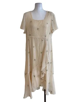 Beige Floral Layered Dress