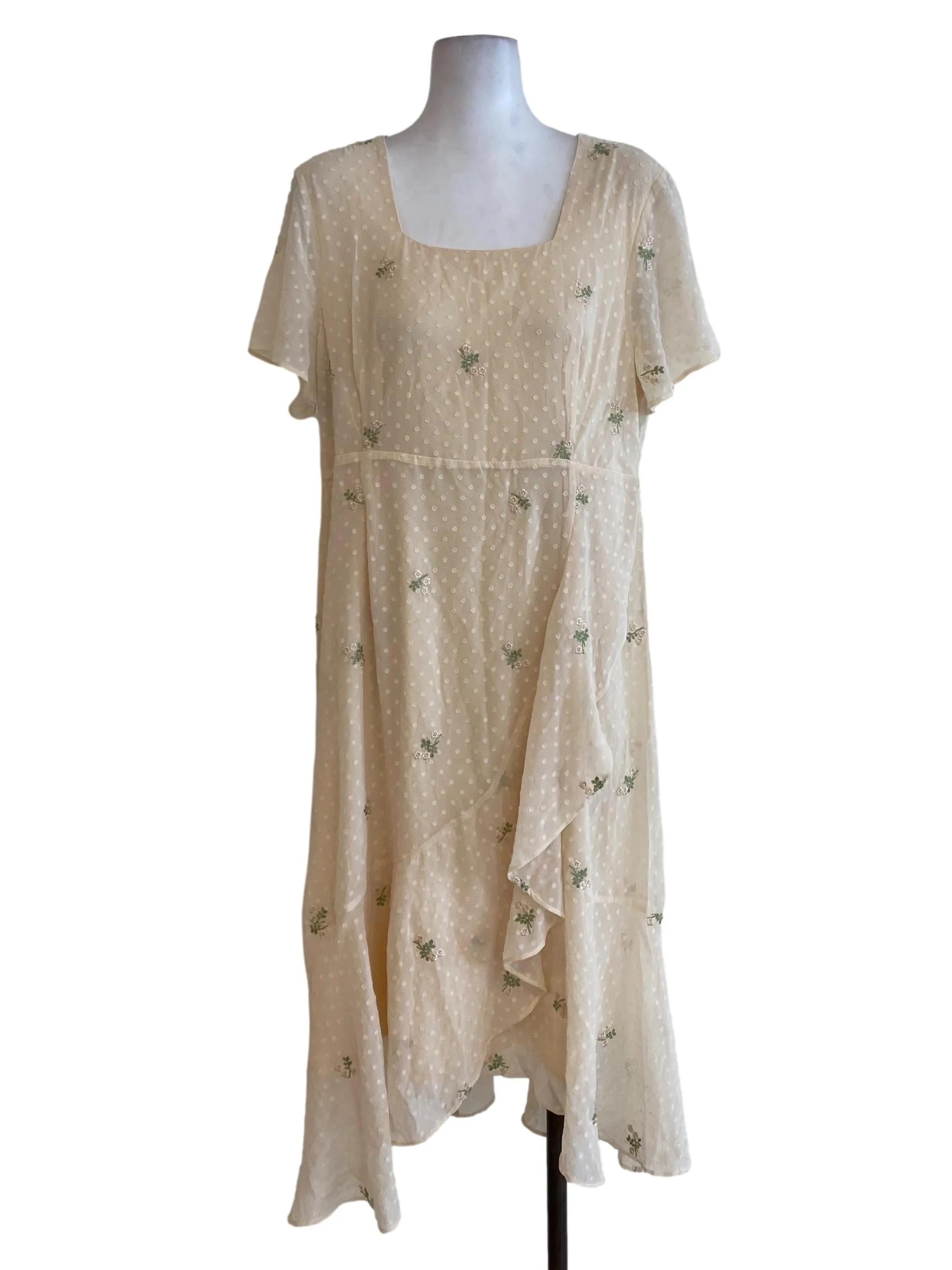 Beige Floral Layered Dress