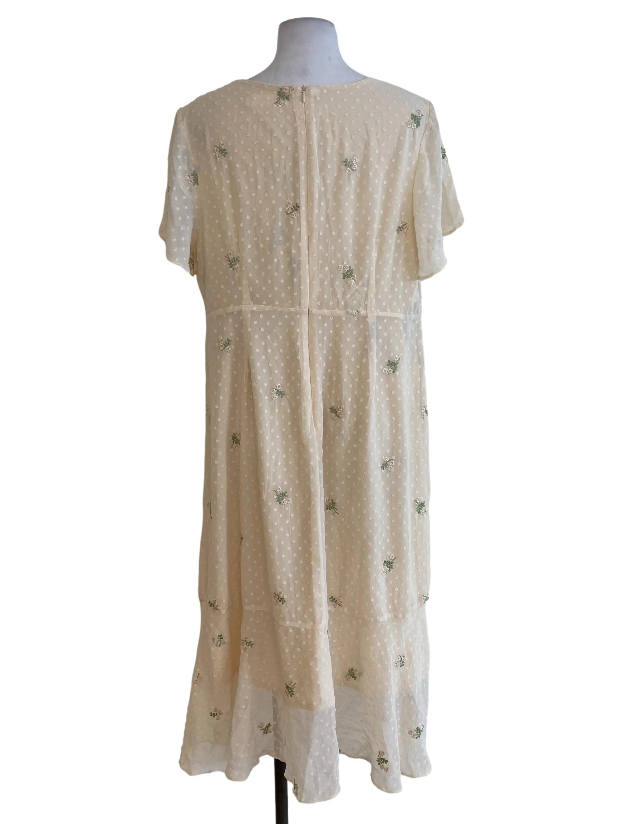 Beige Floral Layered Dress