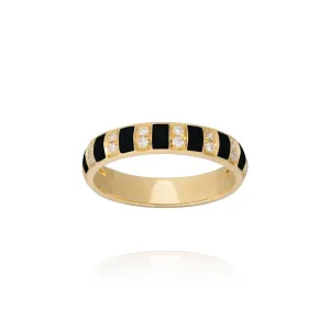 Billie ring black enamel and diamonds