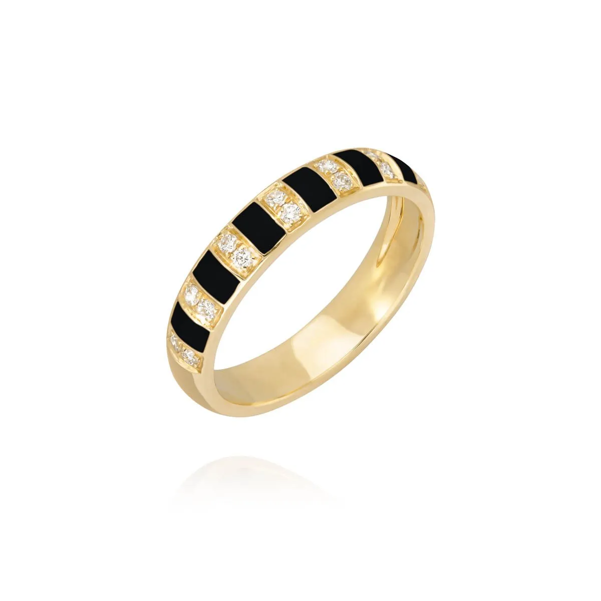 Billie ring black enamel and diamonds