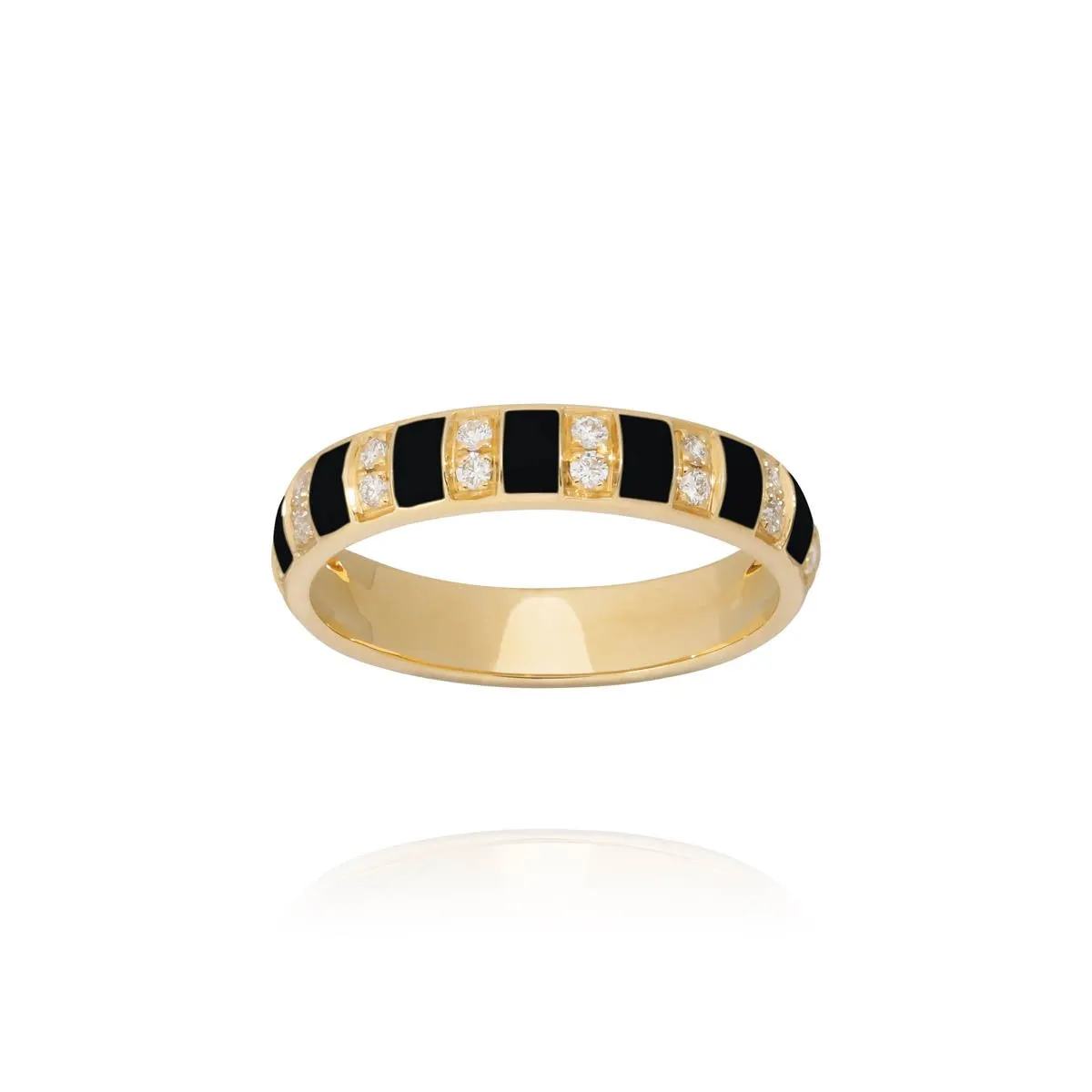 Billie ring black enamel and diamonds