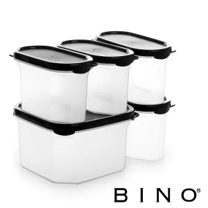 BINO 10-Piece Airtight Stackable Kitchen Storage Container Pantry Set, Black