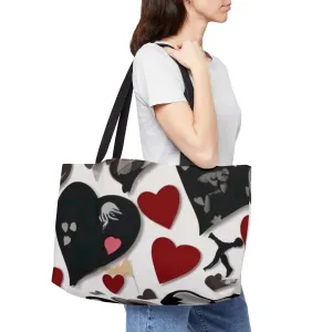 Black Heart Pattern Weekender Tote Bag