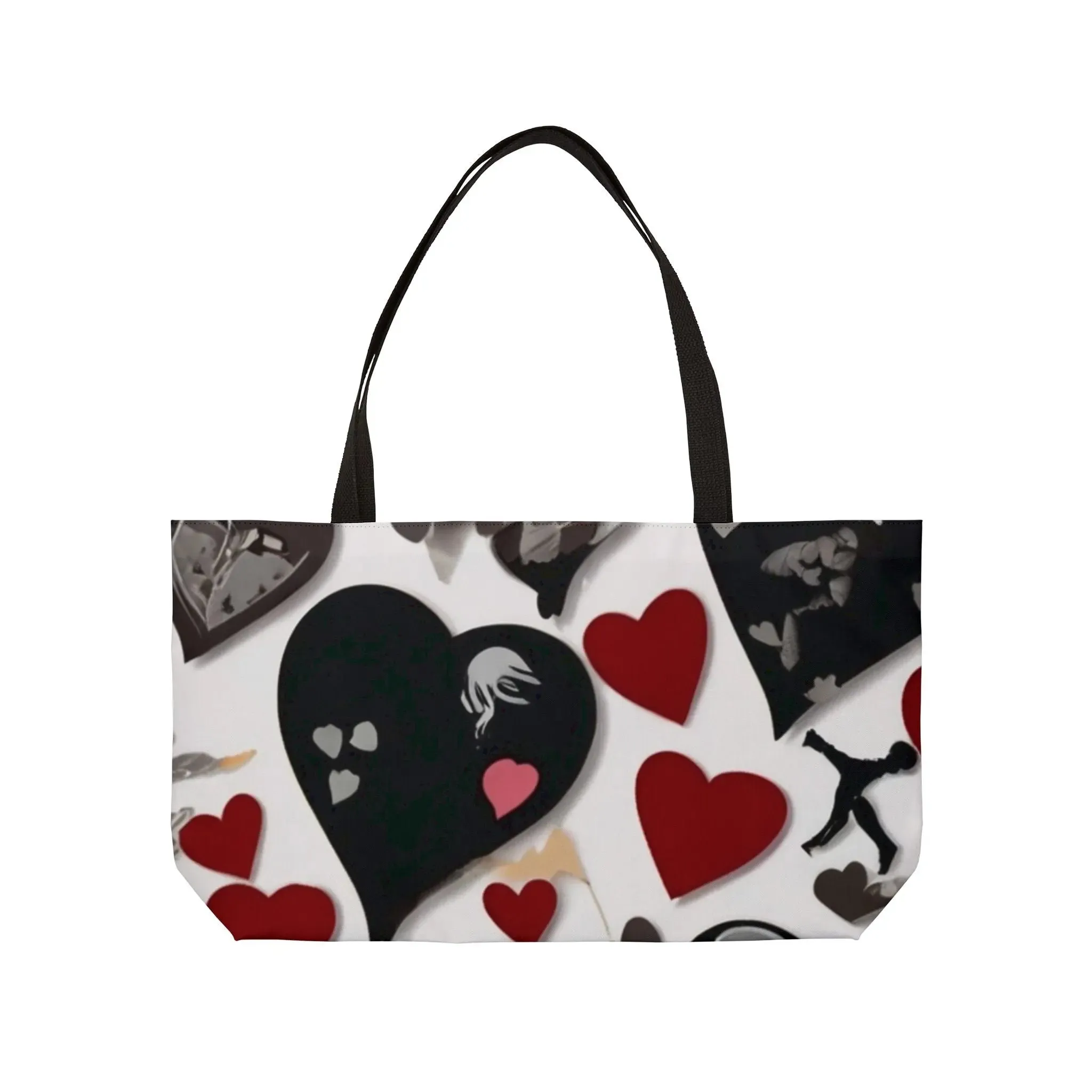 Black Heart Pattern Weekender Tote Bag