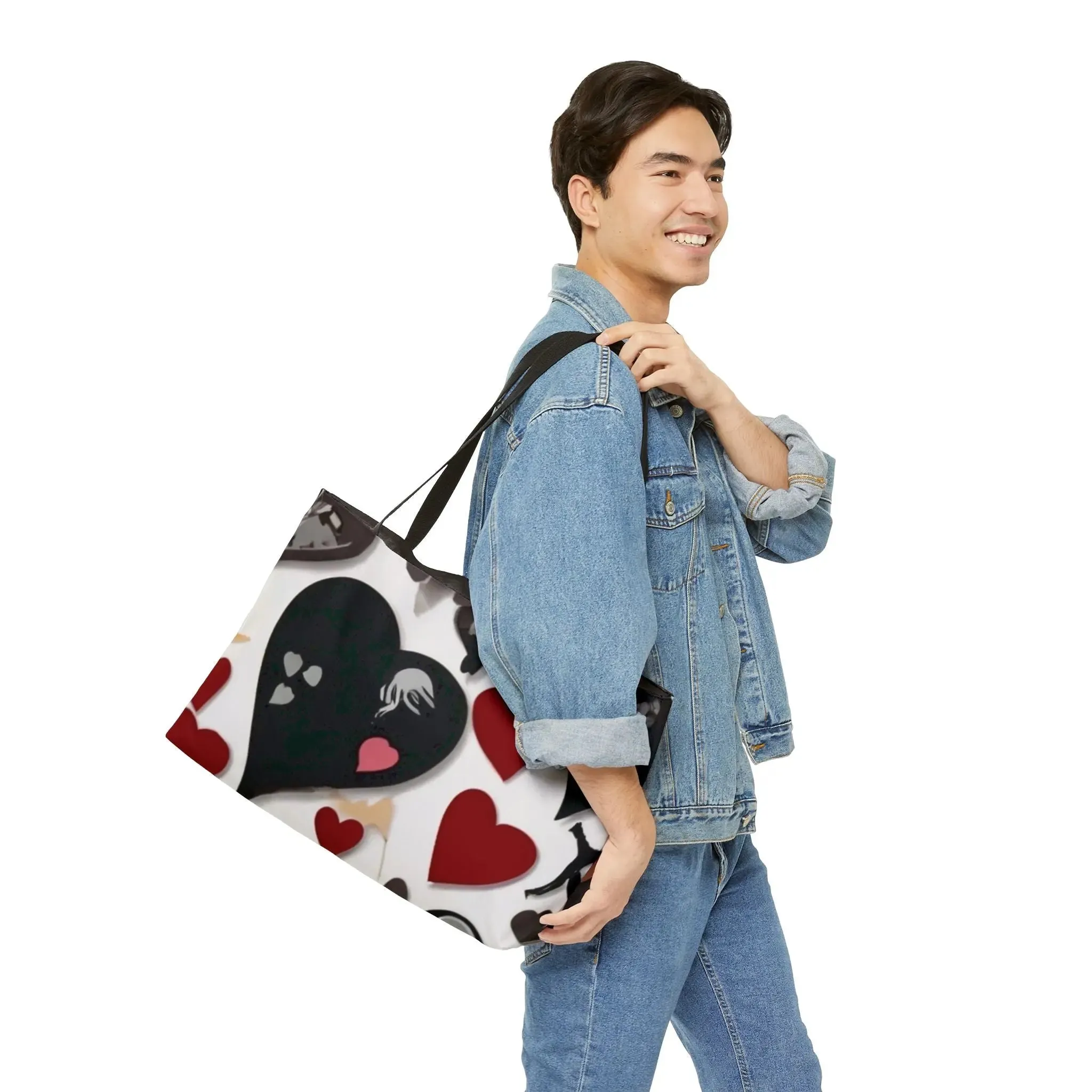 Black Heart Pattern Weekender Tote Bag