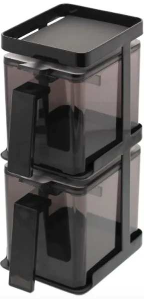 Black Storage Container with Rack