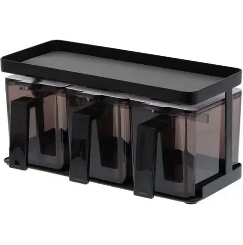 Black Storage Container with Rack