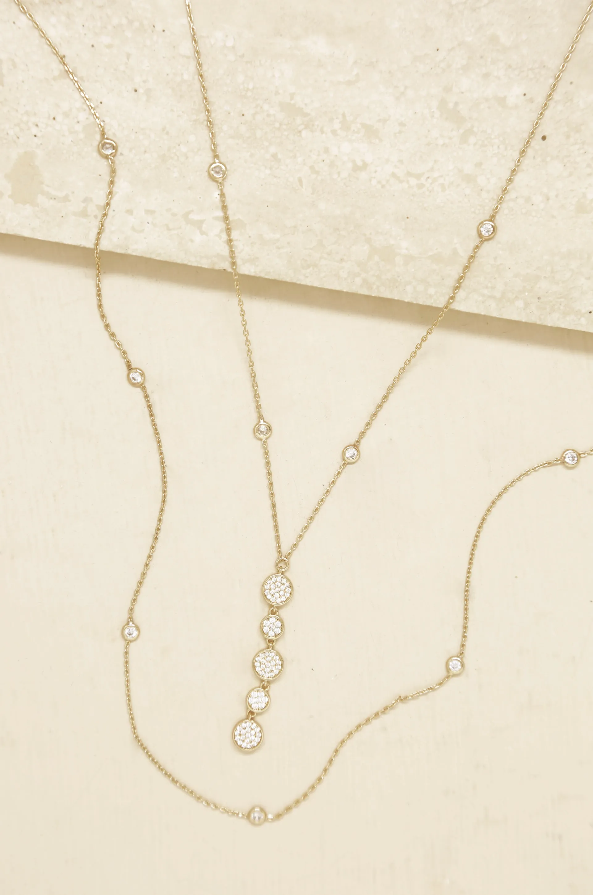 Black Tie Layered Crystal Necklace Set