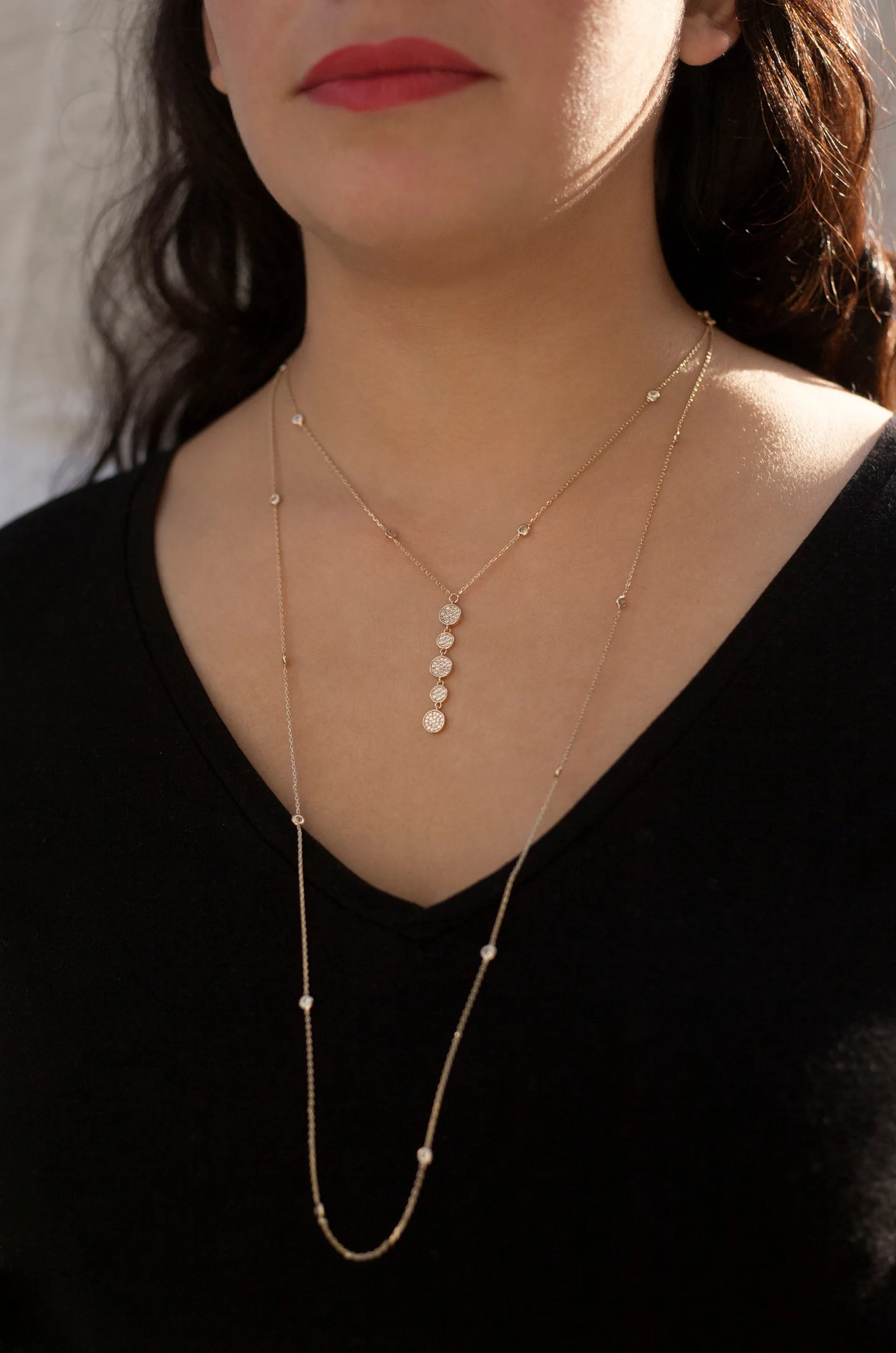 Black Tie Layered Crystal Necklace Set