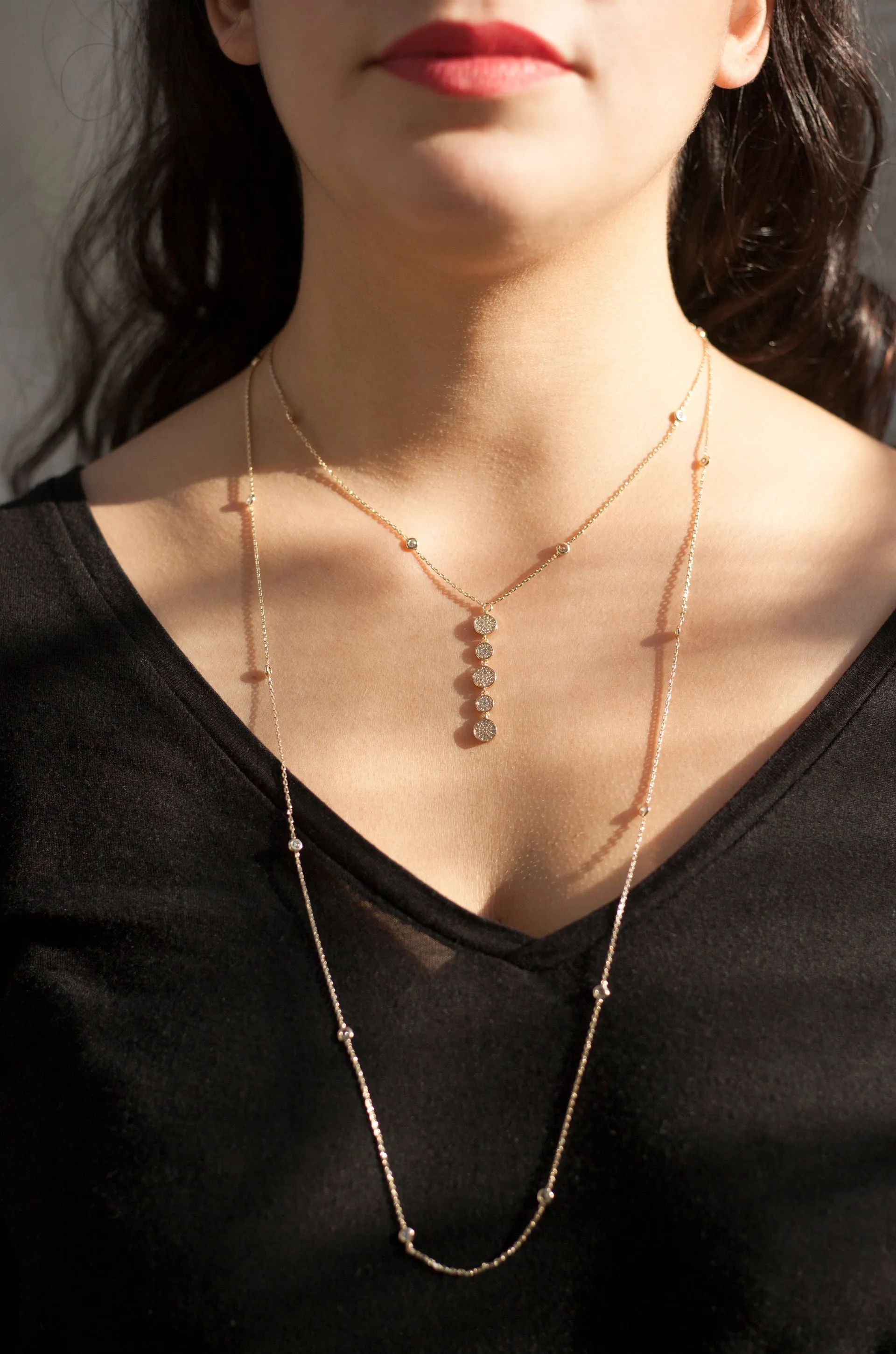 Black Tie Layered Crystal Necklace Set