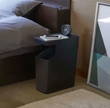 Black Tower Side Table & Trash Can