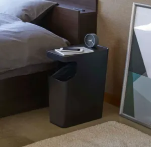 Black Tower Side Table & Trash Can