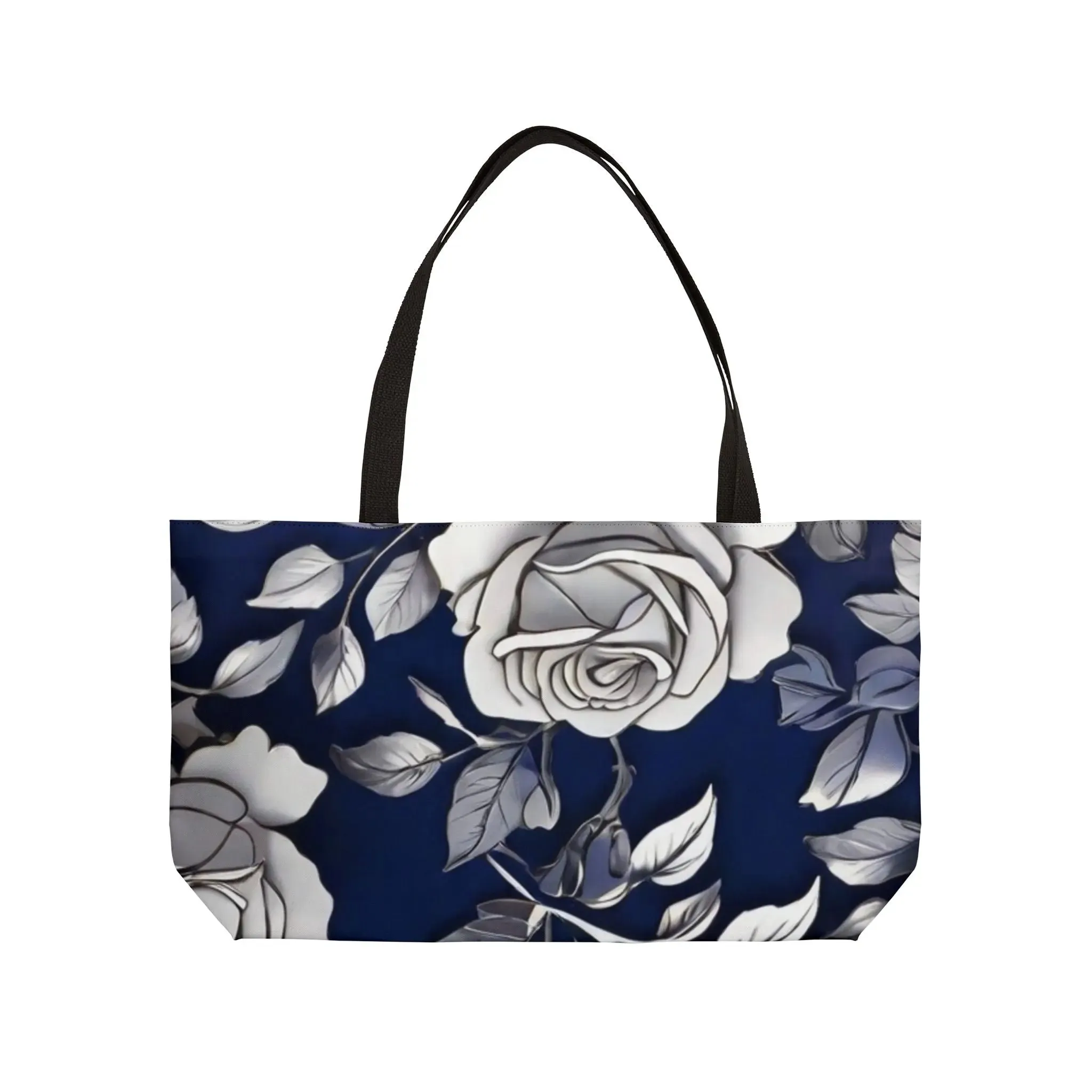 Blue Rose Silhouette Pattern Weekender Tote Bag