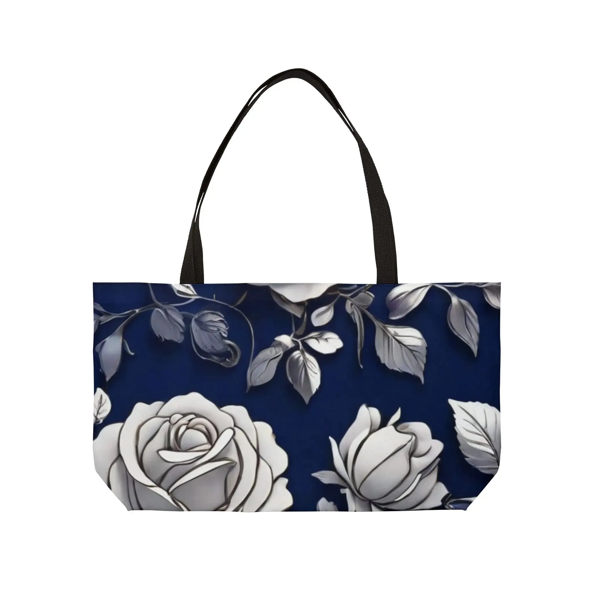 Blue Rose Silhouette Pattern Weekender Tote Bag