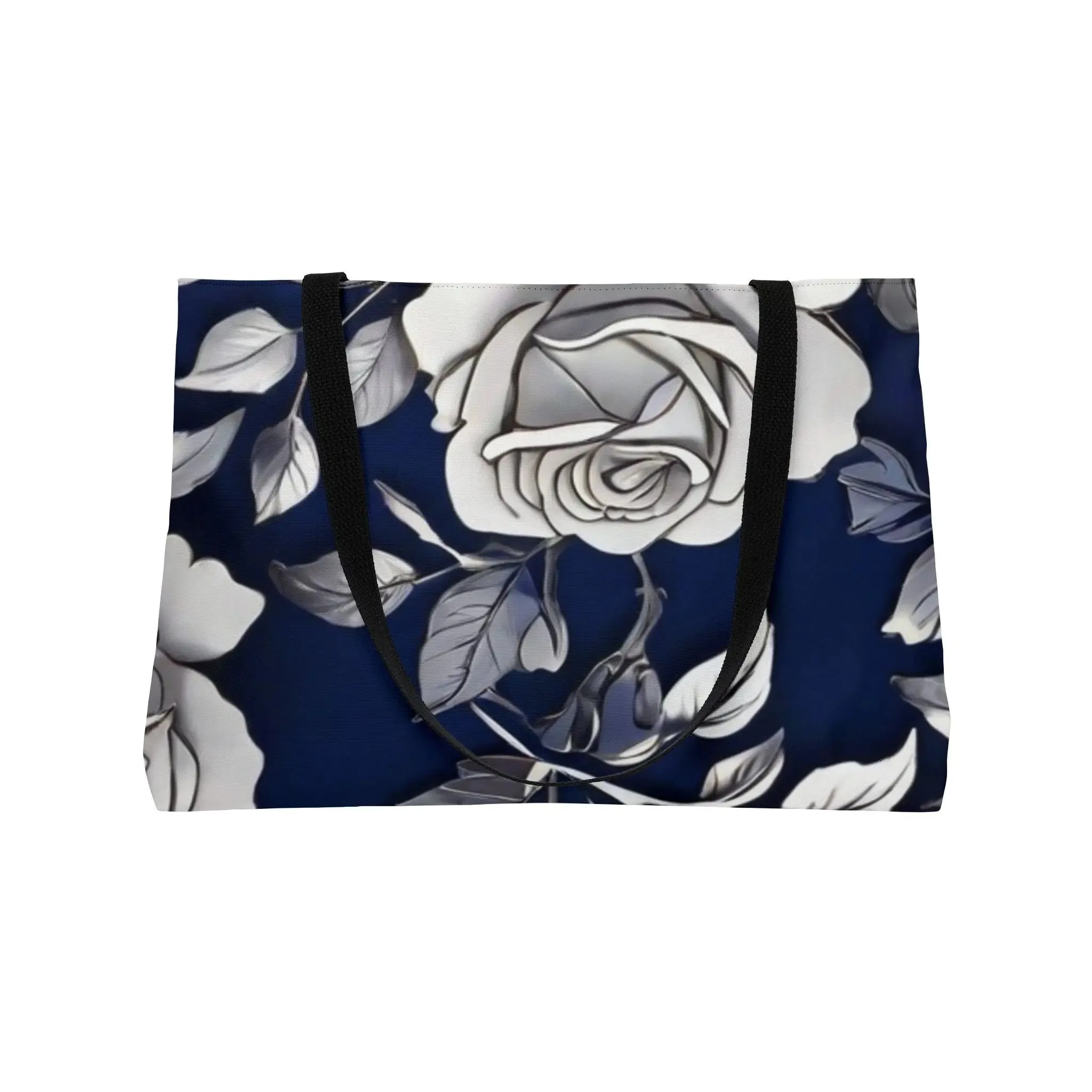 Blue Rose Silhouette Pattern Weekender Tote Bag