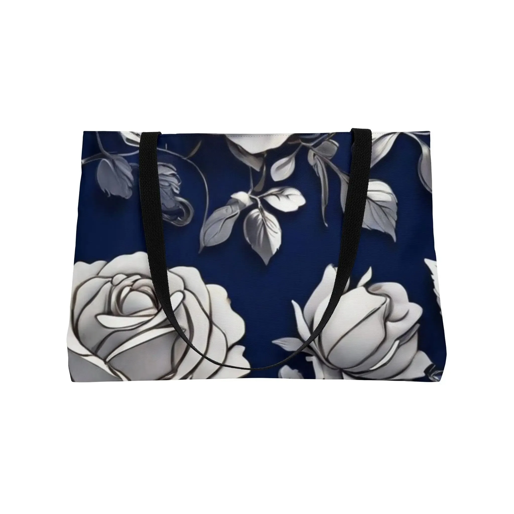 Blue Rose Silhouette Pattern Weekender Tote Bag