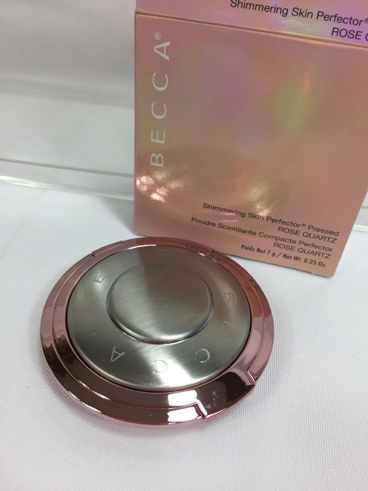 BNIB BECCA Rose Quartz Shimmering Perfector Pressed Highlight Pink Compact