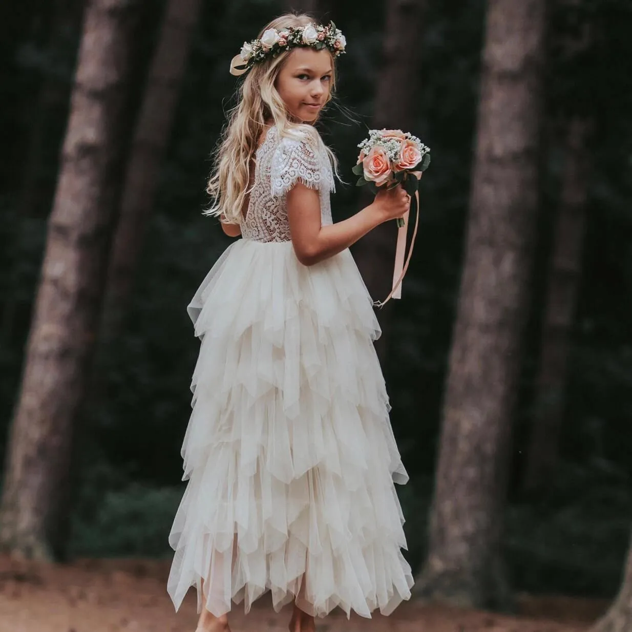 Bohemian Princess Dress - Ivory Cream Or Ice Cream