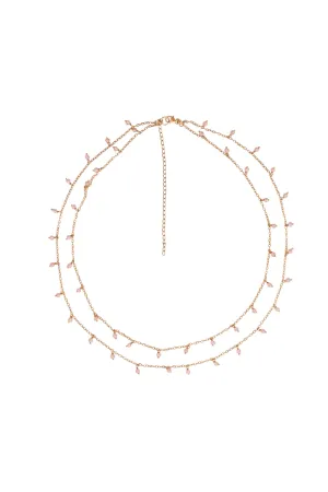 Bridal Dangling Faceted Quartz double Chain Necklace