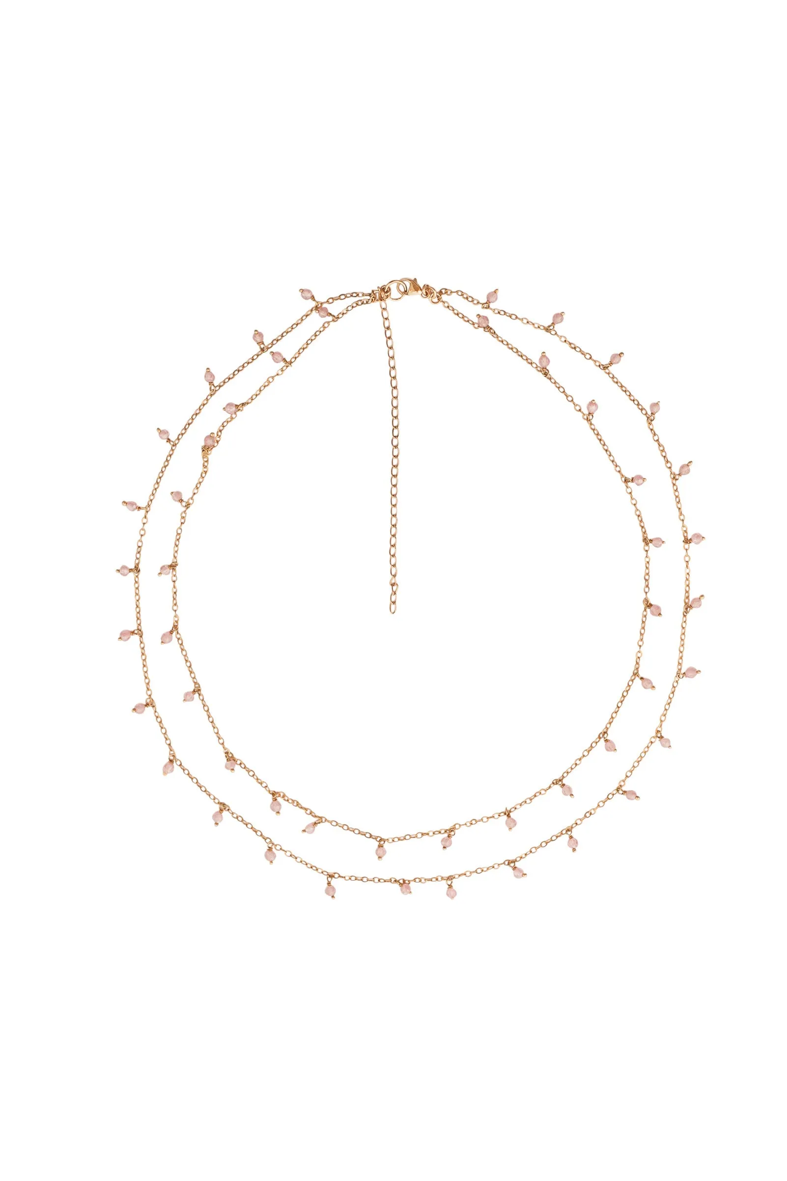 Bridal Dangling Faceted Quartz double Chain Necklace
