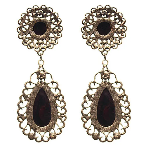 Brown Faceted Teardrop Rhinestone Earrings