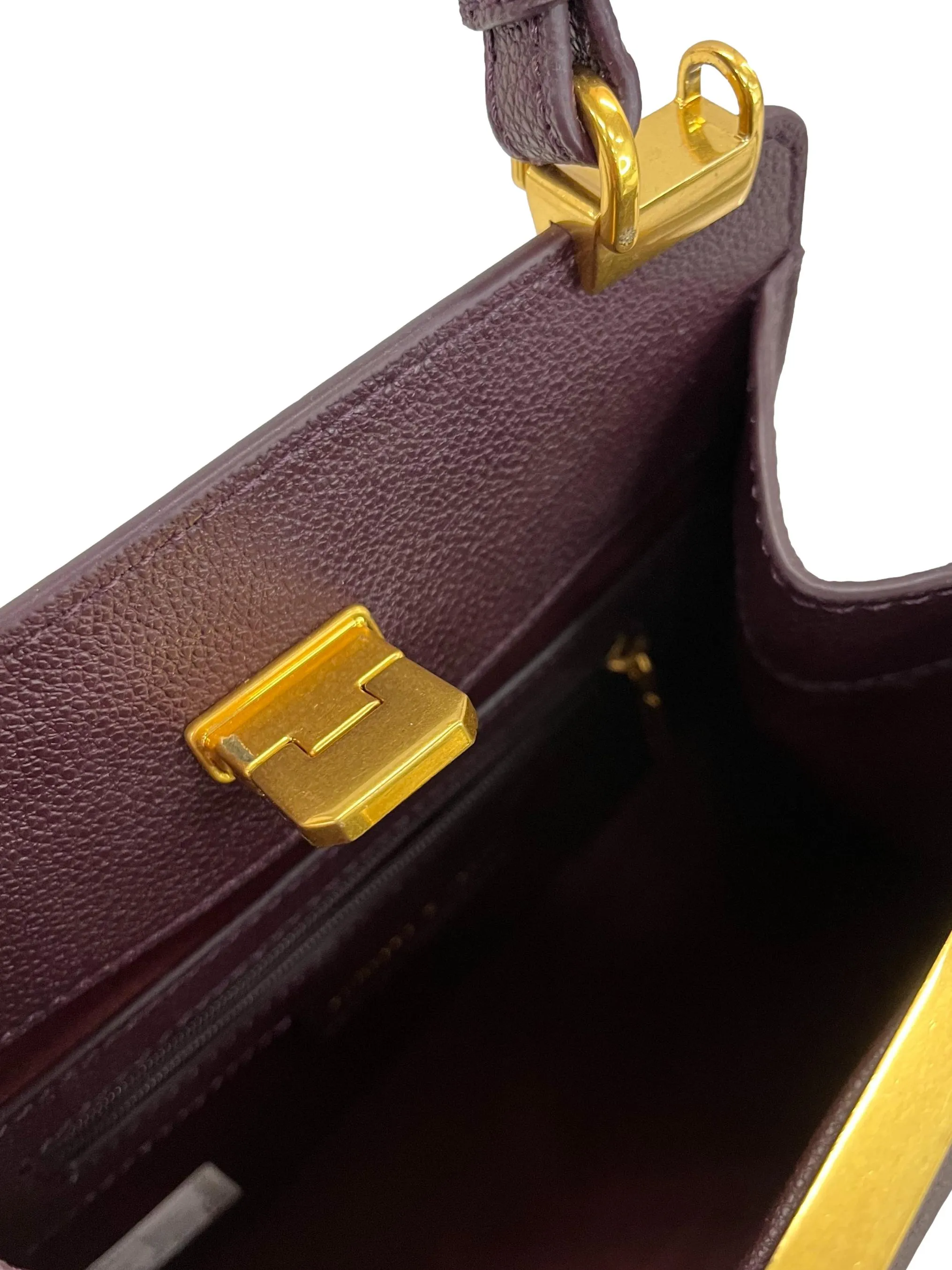 Brownish Red Angular Push Lock Hand Bag