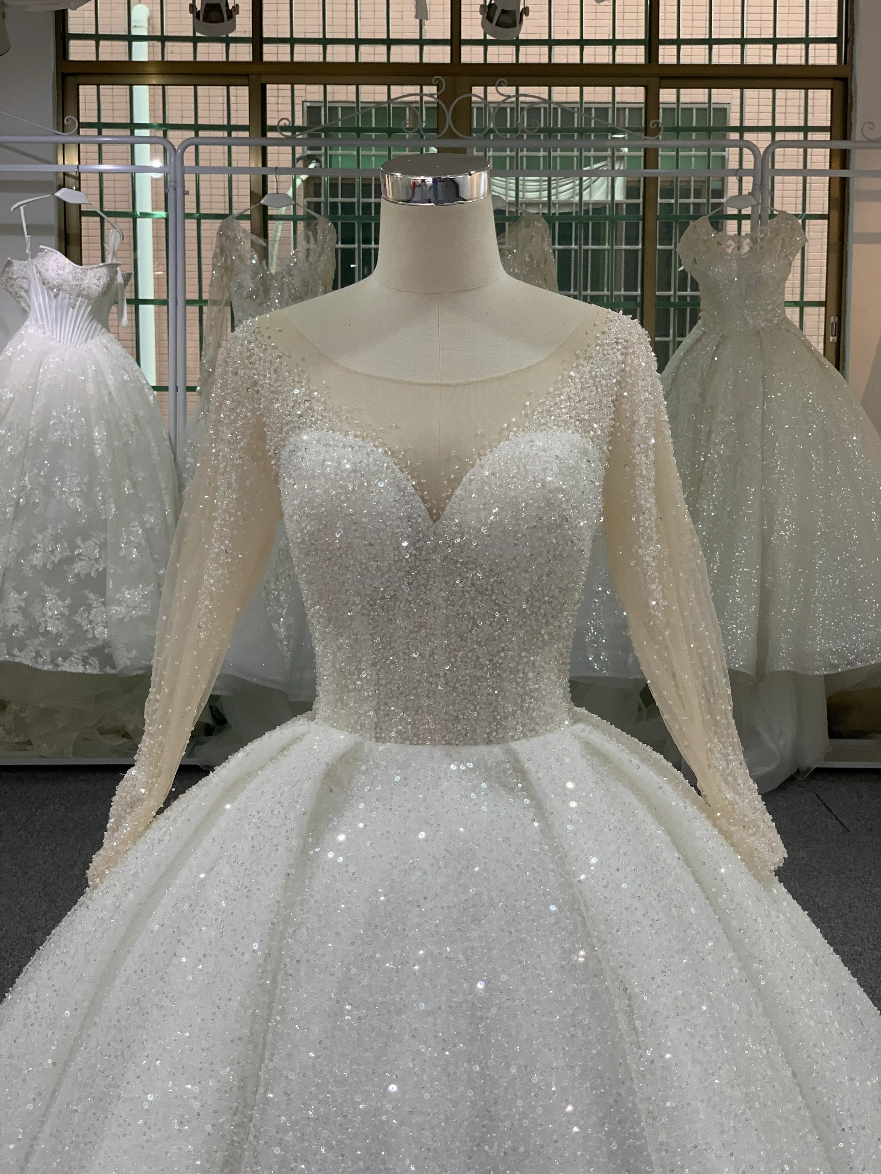 BYG luxury high end heavy beading crystal bridal gown
