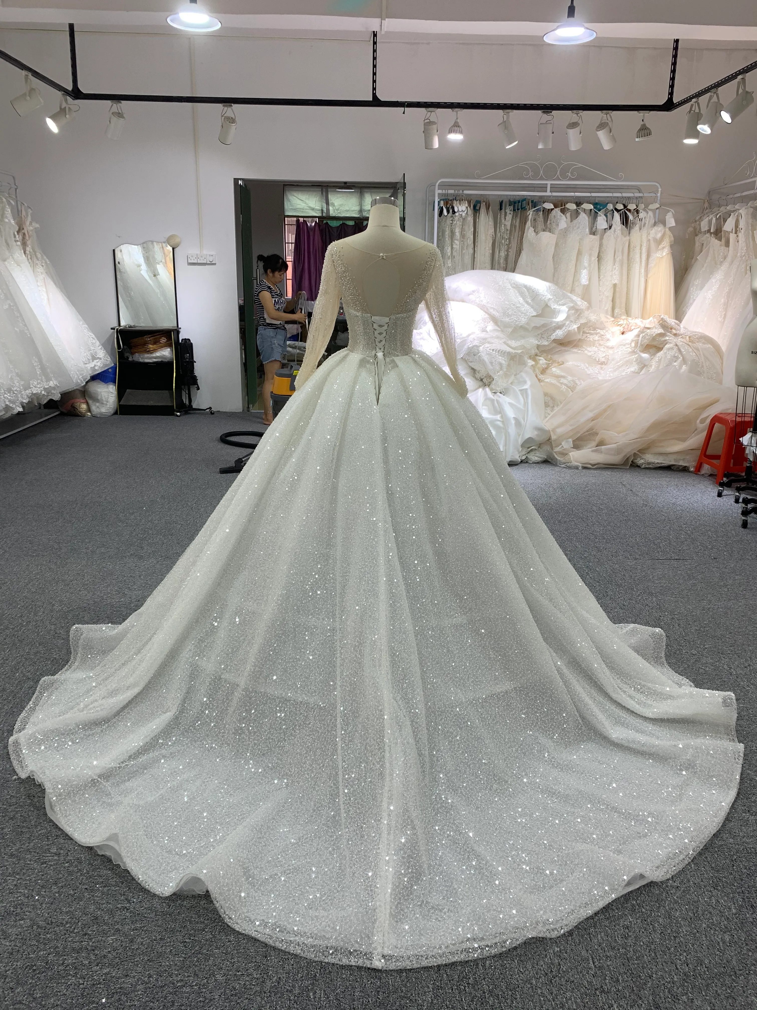 BYG luxury high end heavy beading crystal bridal gown