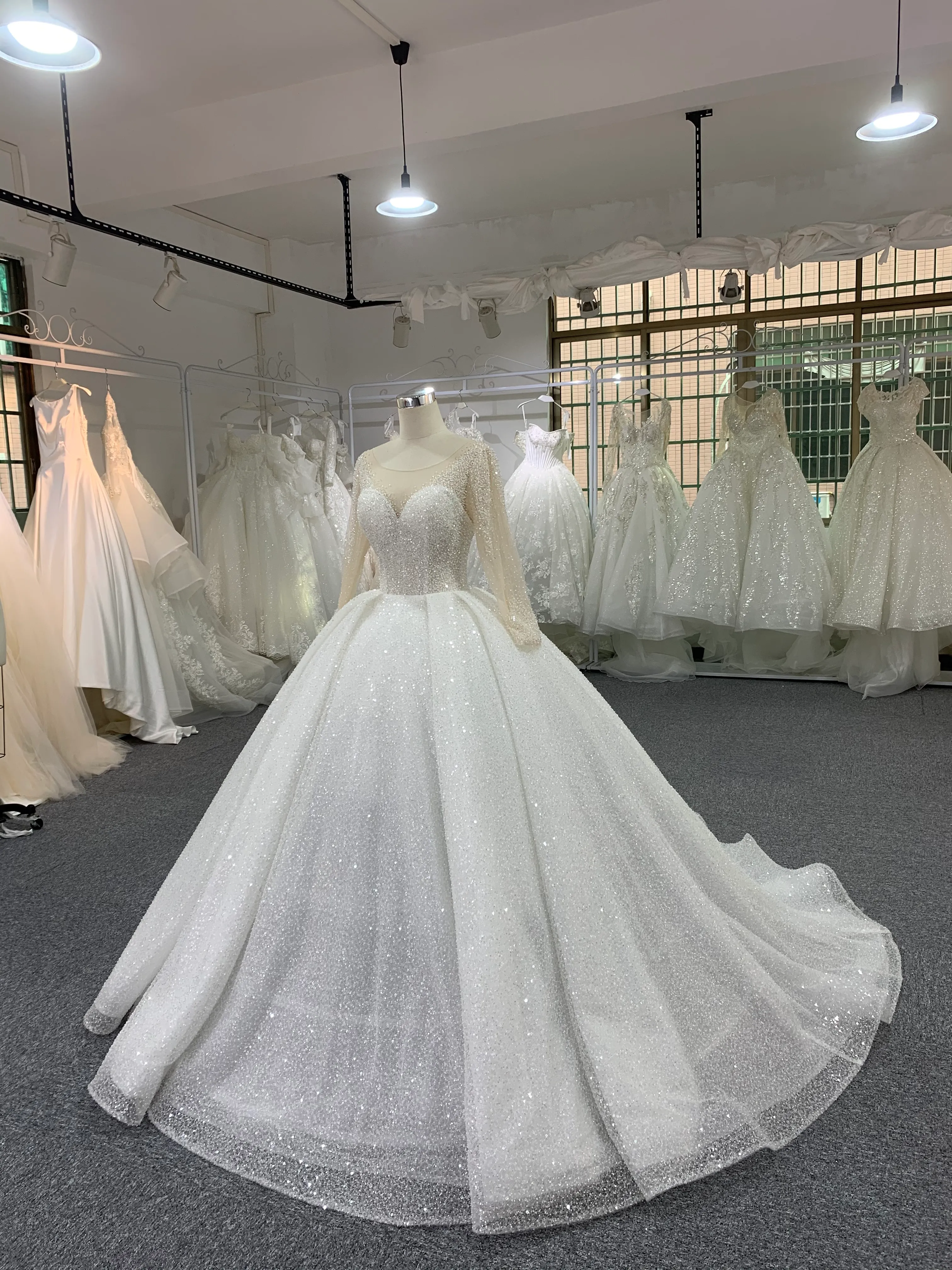 BYG luxury high end heavy beading crystal bridal gown