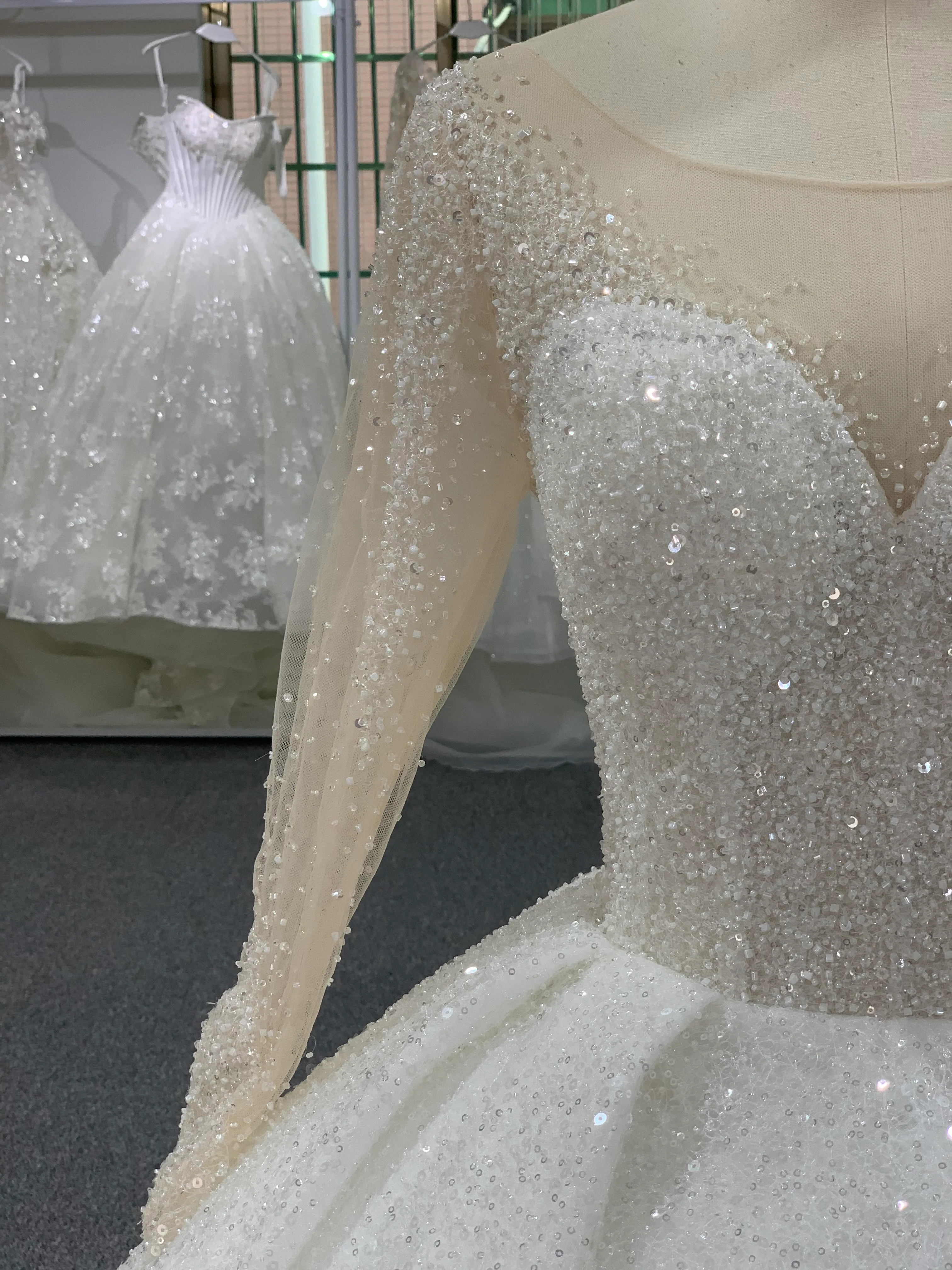BYG luxury high end heavy beading crystal bridal gown