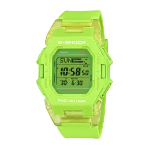 Casio G Shock Digital Square Bluetooth Steps Dual Time 200M Water Resistant Green Face & Transparent Band GDB500S-3d