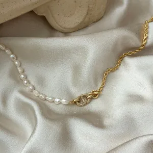 CD DIOR PEARL MIX ROPE CHAIN NECKLACE