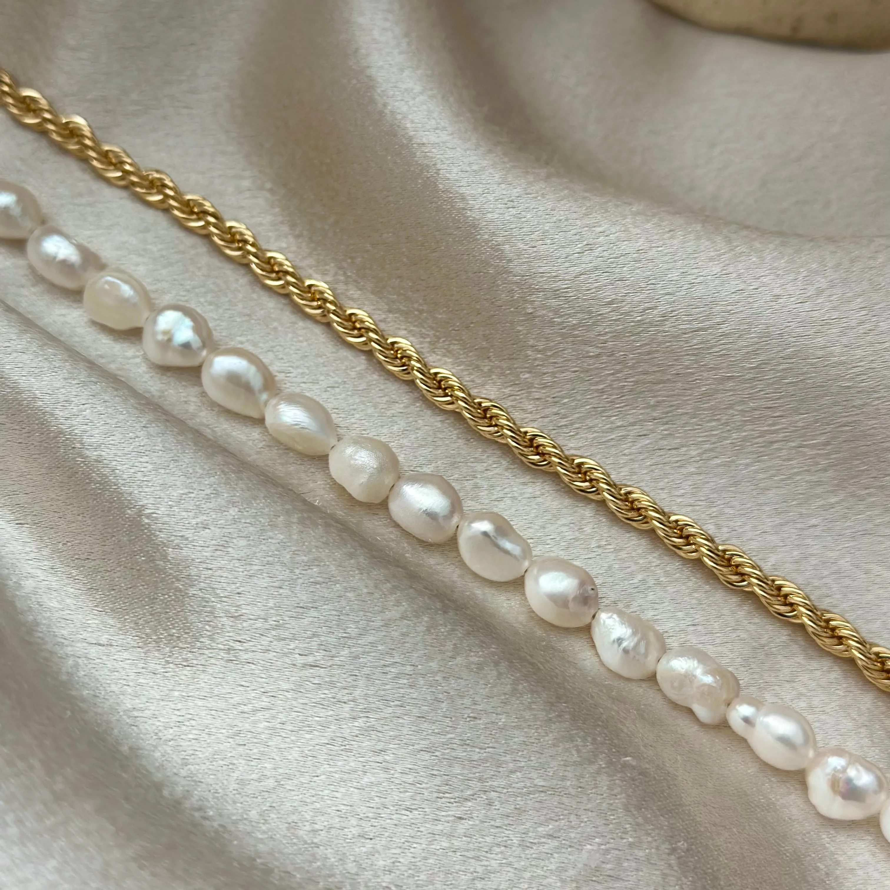 CD DIOR PEARL MIX ROPE CHAIN NECKLACE